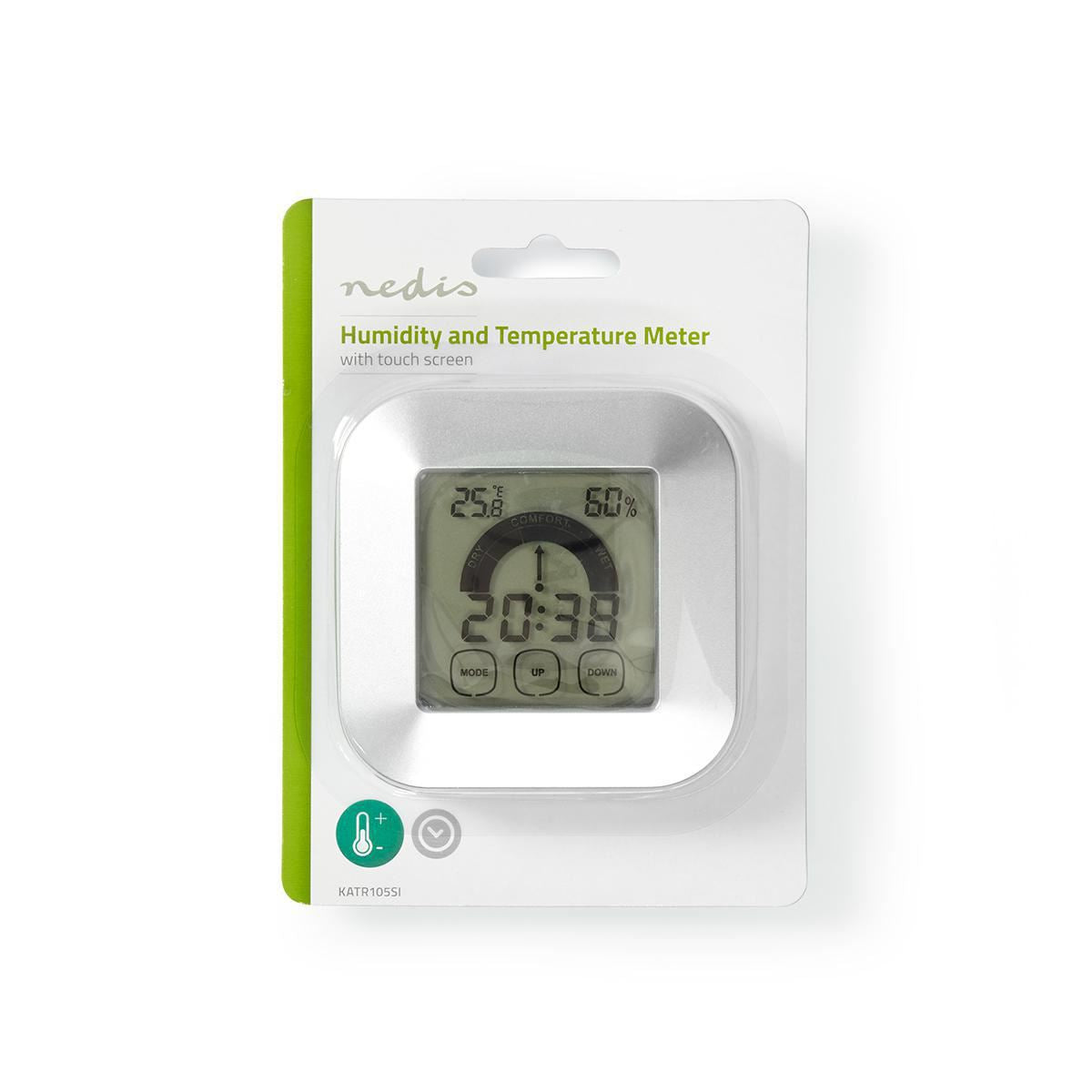 Nedis Hygrometer Temperature Meter Time Touch Screen KATR105SI