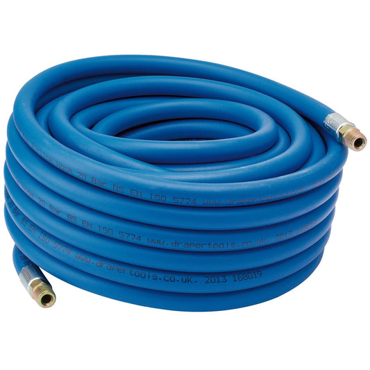 Draper 15m/49ft Compressor Air Line Rubber Hose 6mm Ø + 1/4" BSP Couplers 38285