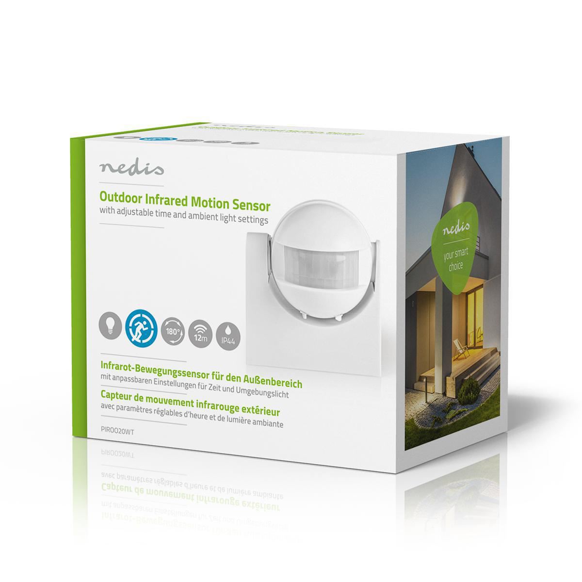 Nedis Motion Detector Outdoor Time/Ambient Light Settings 3-Wire Installation