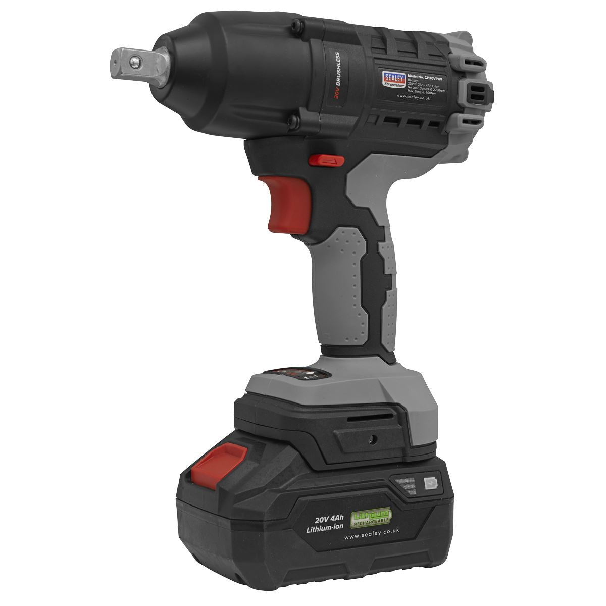 Sealey Brushless Impact Wrench 20V 1/2"Sq Drive 700Nm - Body Only CP20VPIW