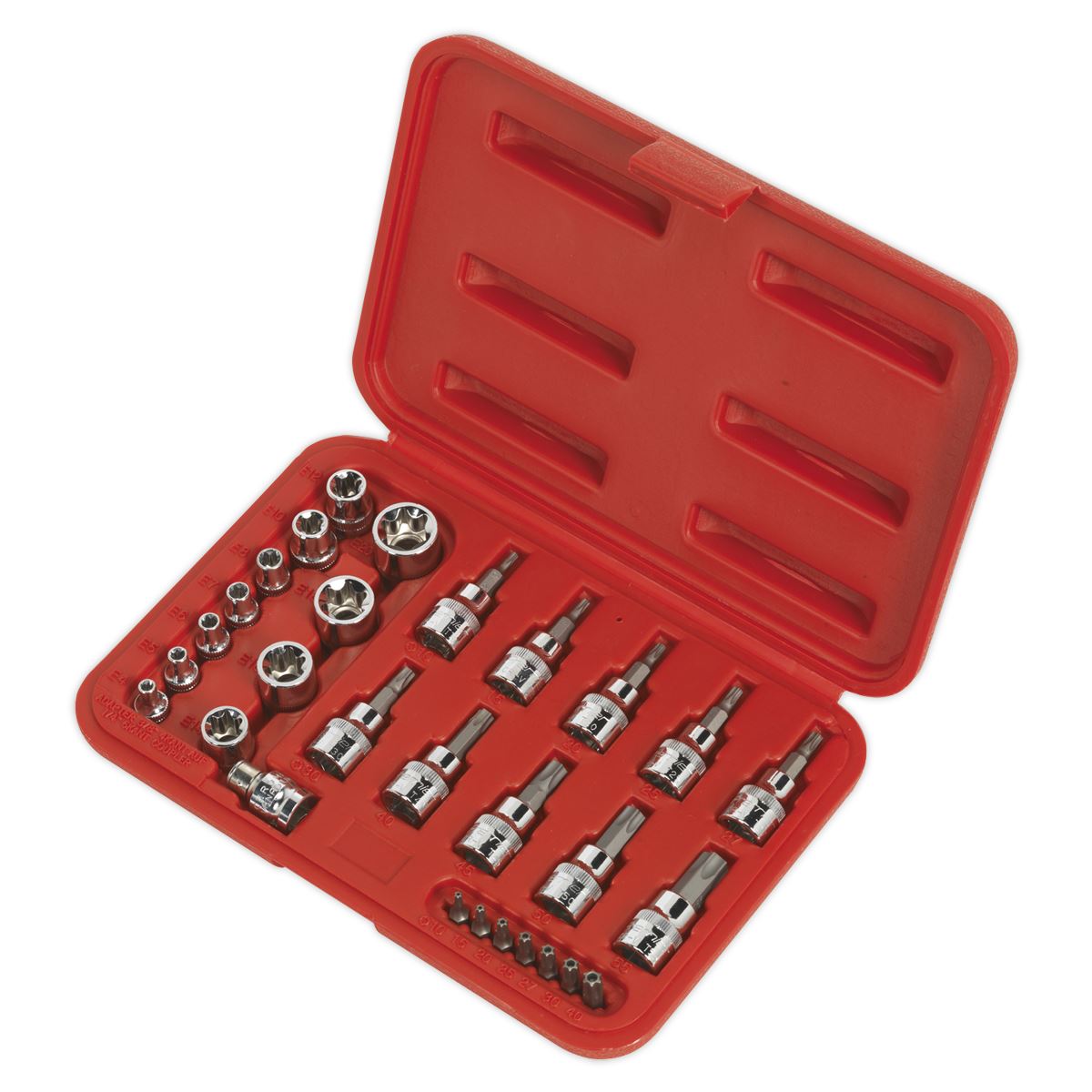 Sealey TRX-Star Socket & Security Bit Set 29pc 1/4"Sq&3/8"Sq Drive AK6193