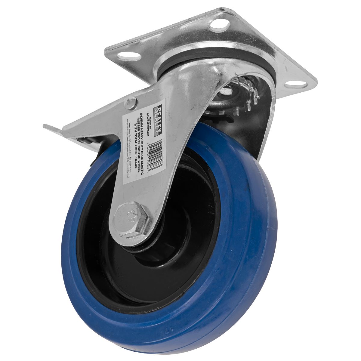 Sealey Heavy-Duty Rub Swivel Castor Wheel with Total Lock 125mm SCW3125SPLEM