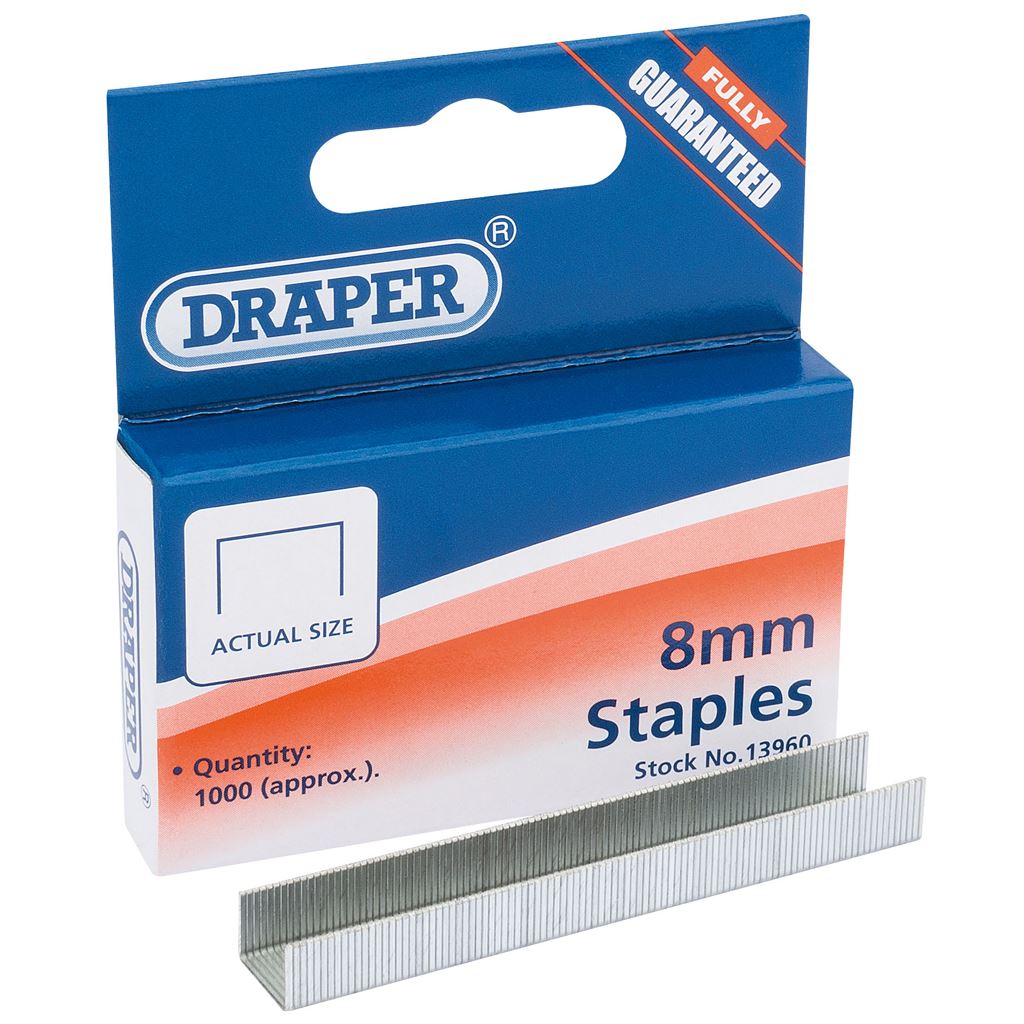 Draper 13960 8mm Cable or Wiring Staples - Pack of 1000