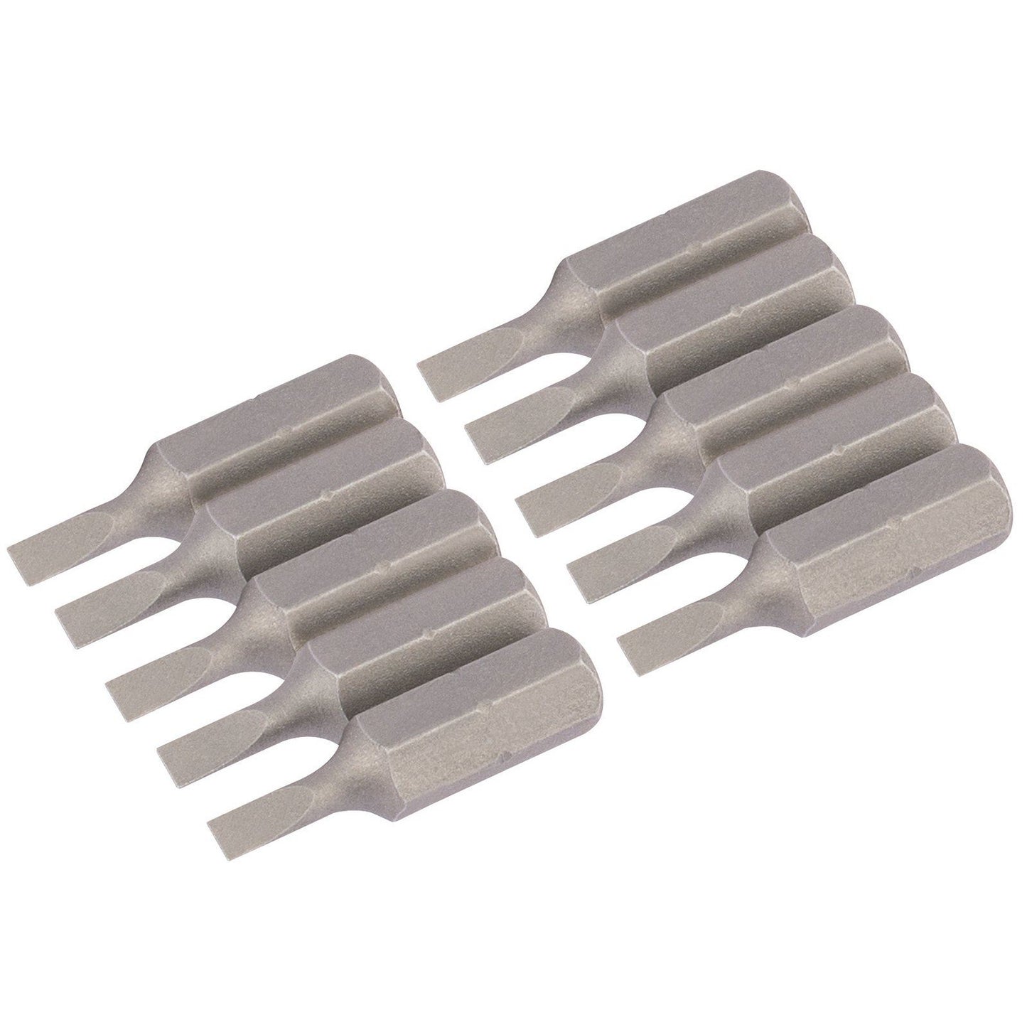 1x Pack Of 10 Draper 3mm 1/4" Hex Plain Slot Insert Bit - 25mm Long - 64024