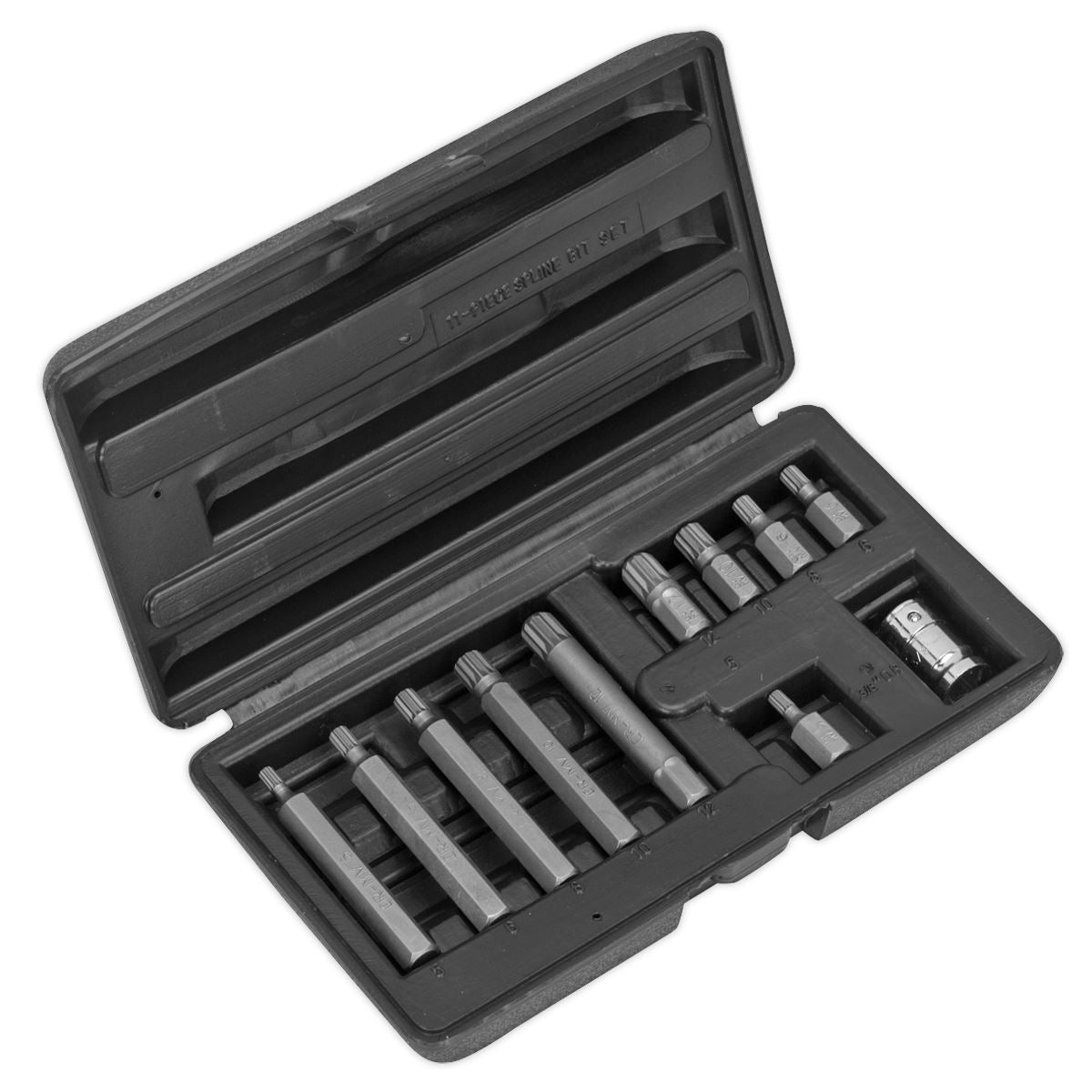 Sealey Spline Bit & Holder Set 11pc - 3/8"Sq Drive S0534