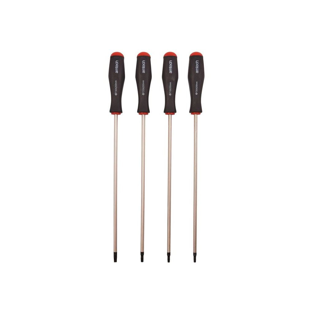 4 Piece Long Reach Torx Screwdriver Set T15 To T30 250mm Long Blade Magnetic Tip - L0528