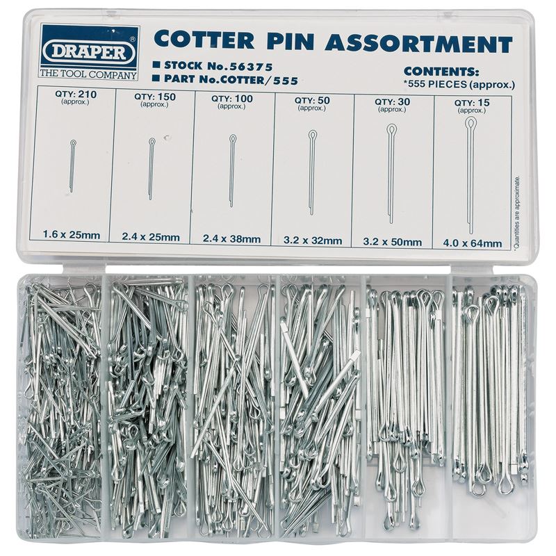 Draper Split Pin Assortment (555 Piece) - 56375