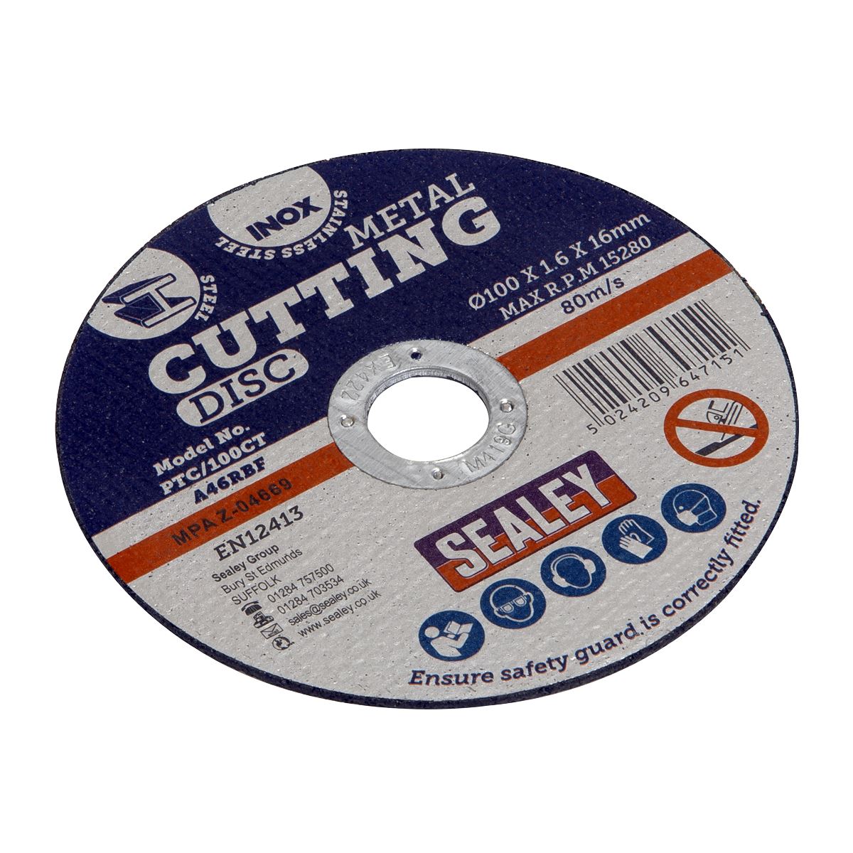 Sealey Cutting Disc 100 x 1.6mm 16mm Bore PTC/100CT