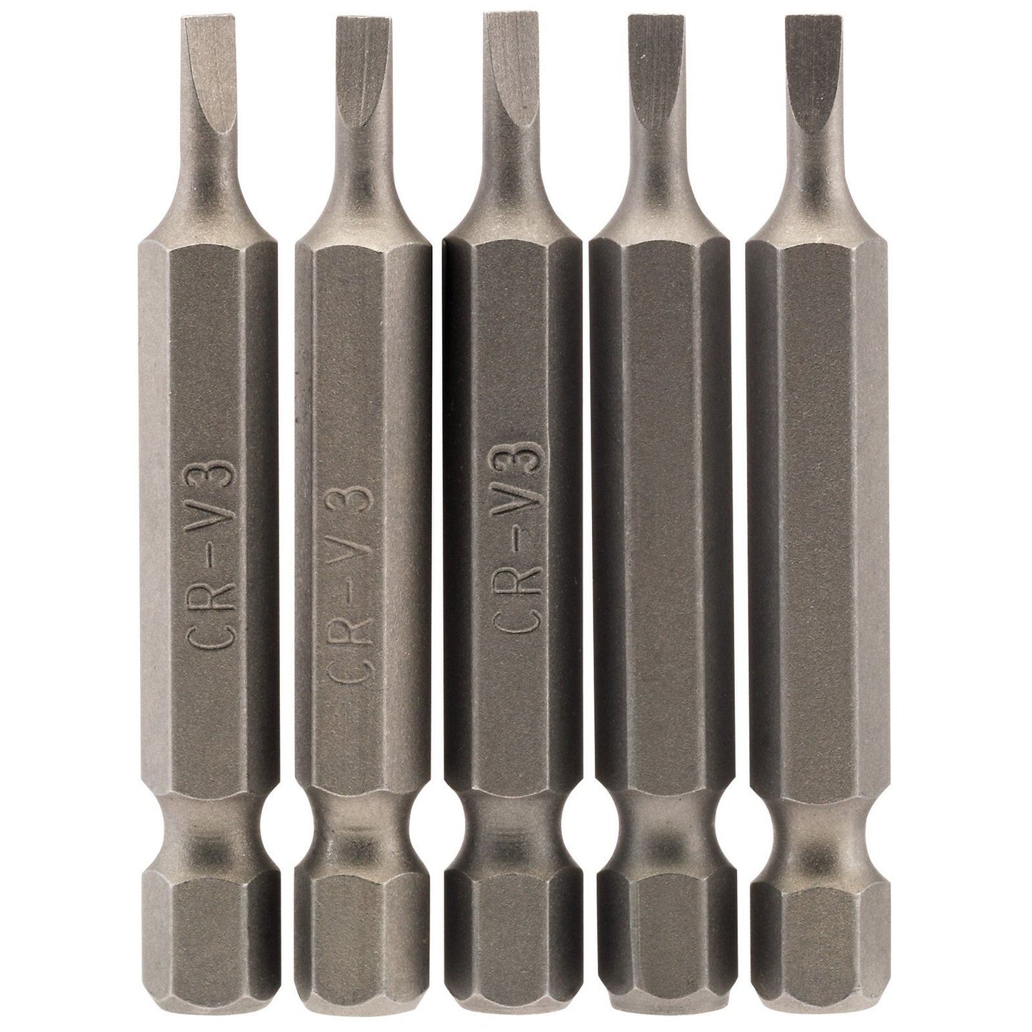 1x Pack Of 5 Draper 3mm 1/4" Hex Plain Slot Insert Bit - 50mm Long - 64267