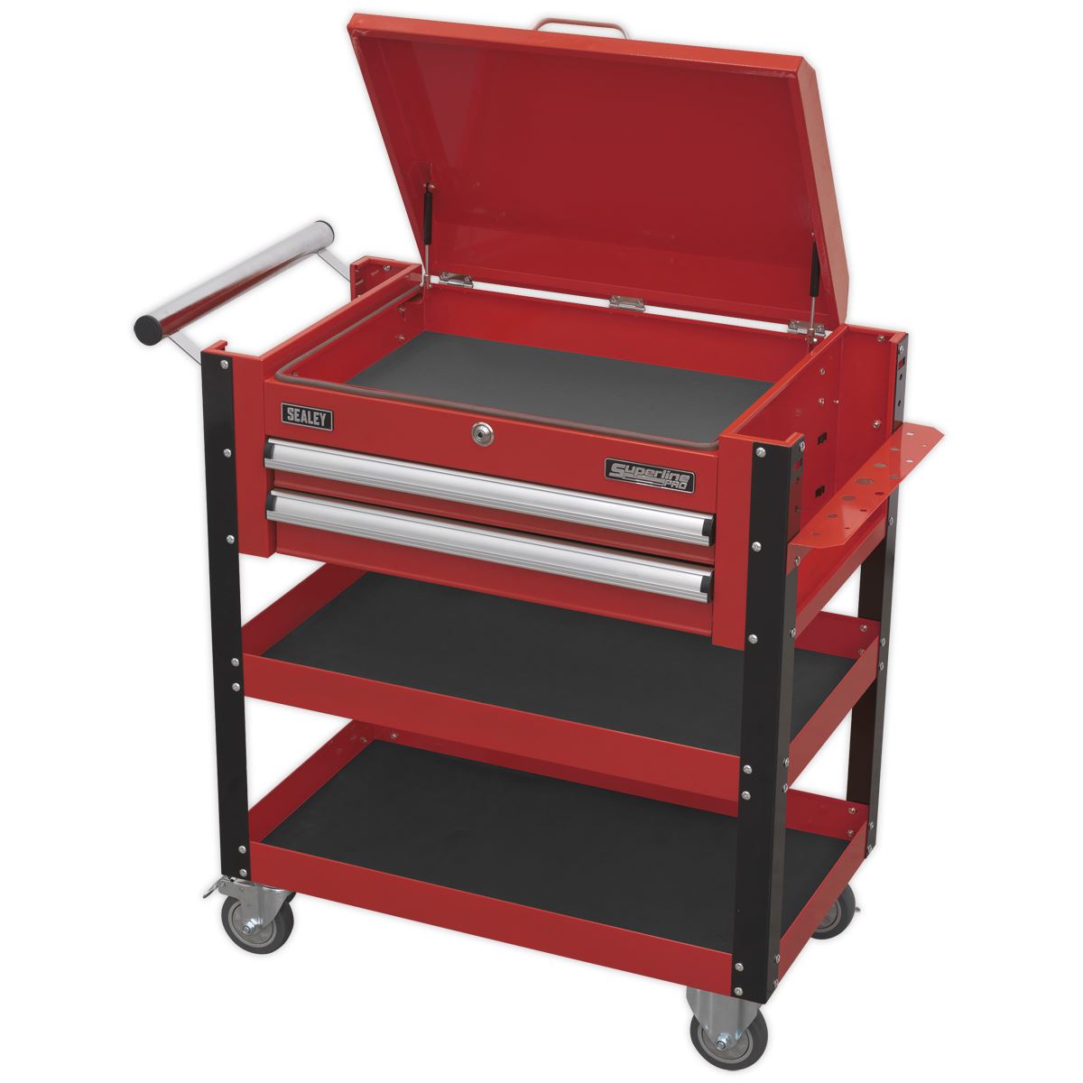 Sealey HD Mobile Tool & Parts Trolley 2 Drawer & Locking Top - Red AP760M