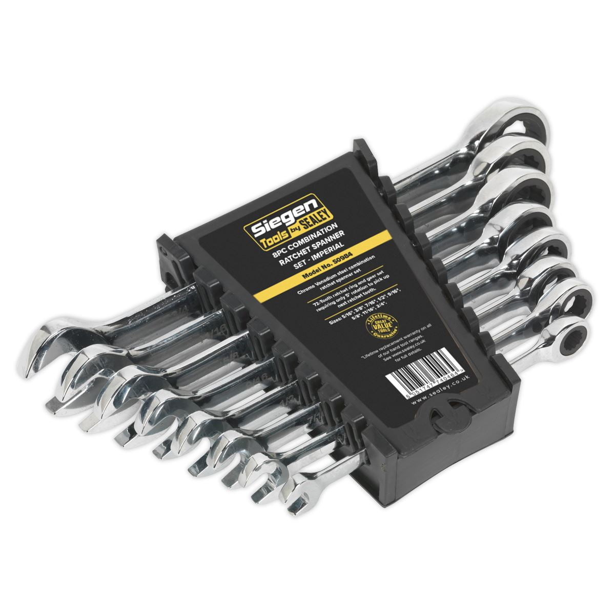 Sealey Combination Ratchet Spanner Set 8pc Imperial S0984