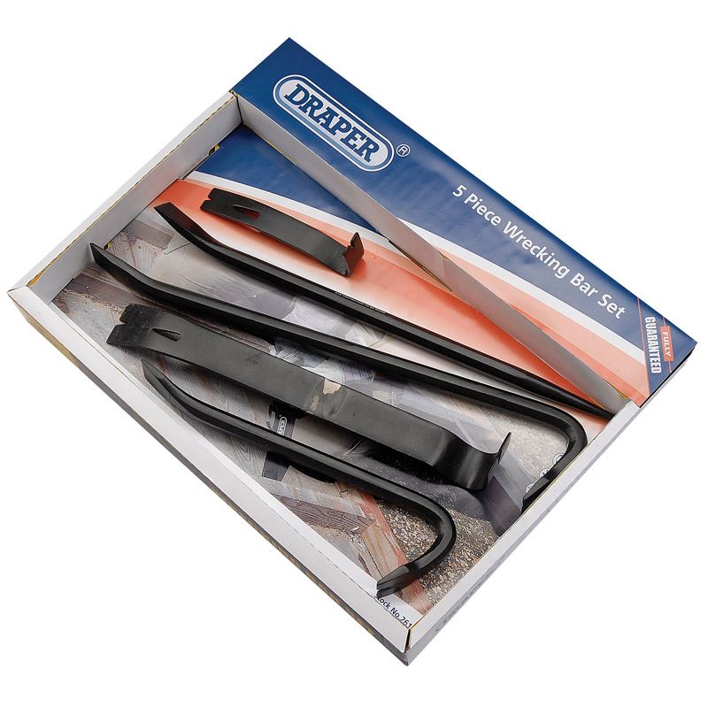 Draper 5pc Wrecking Bar Pry Bar Crowbar Crow Bar Set Kit 26123