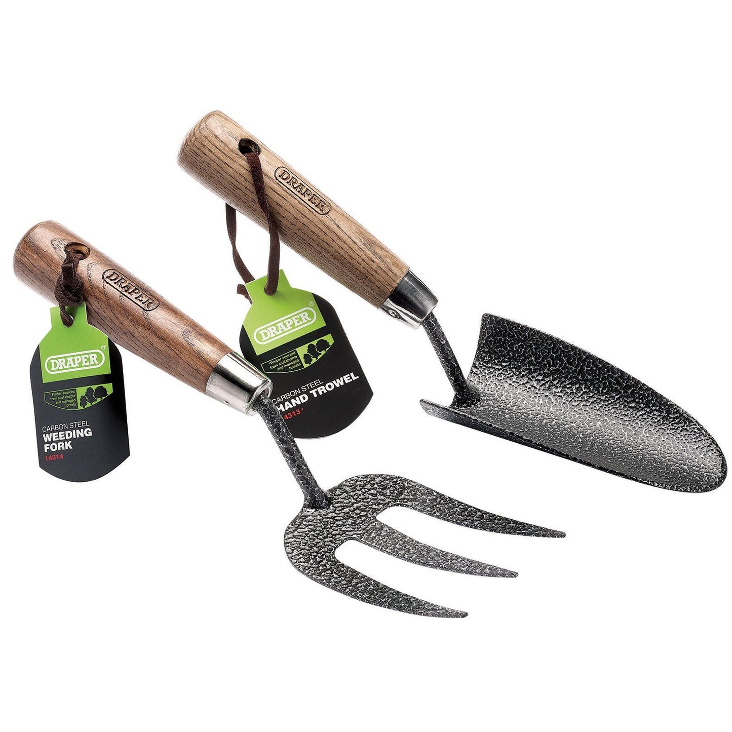 Draper Garden Ash Handle Carbon Steel Heavy Duty Hand Fork and Trowel Set 83776