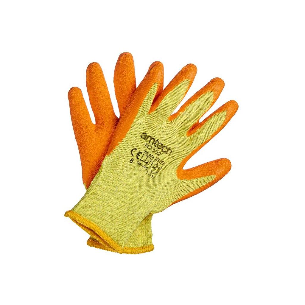 Amtech Latex Palm Coated Work Gloves Sizes M Size 8 Heavy Duty Ppe Diy - N2352