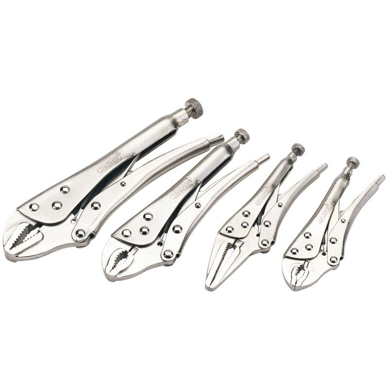 Draper 35373 4 Piece Self Grip Mole Grip Pliers Set Curved Jaw Straight Jaw Long