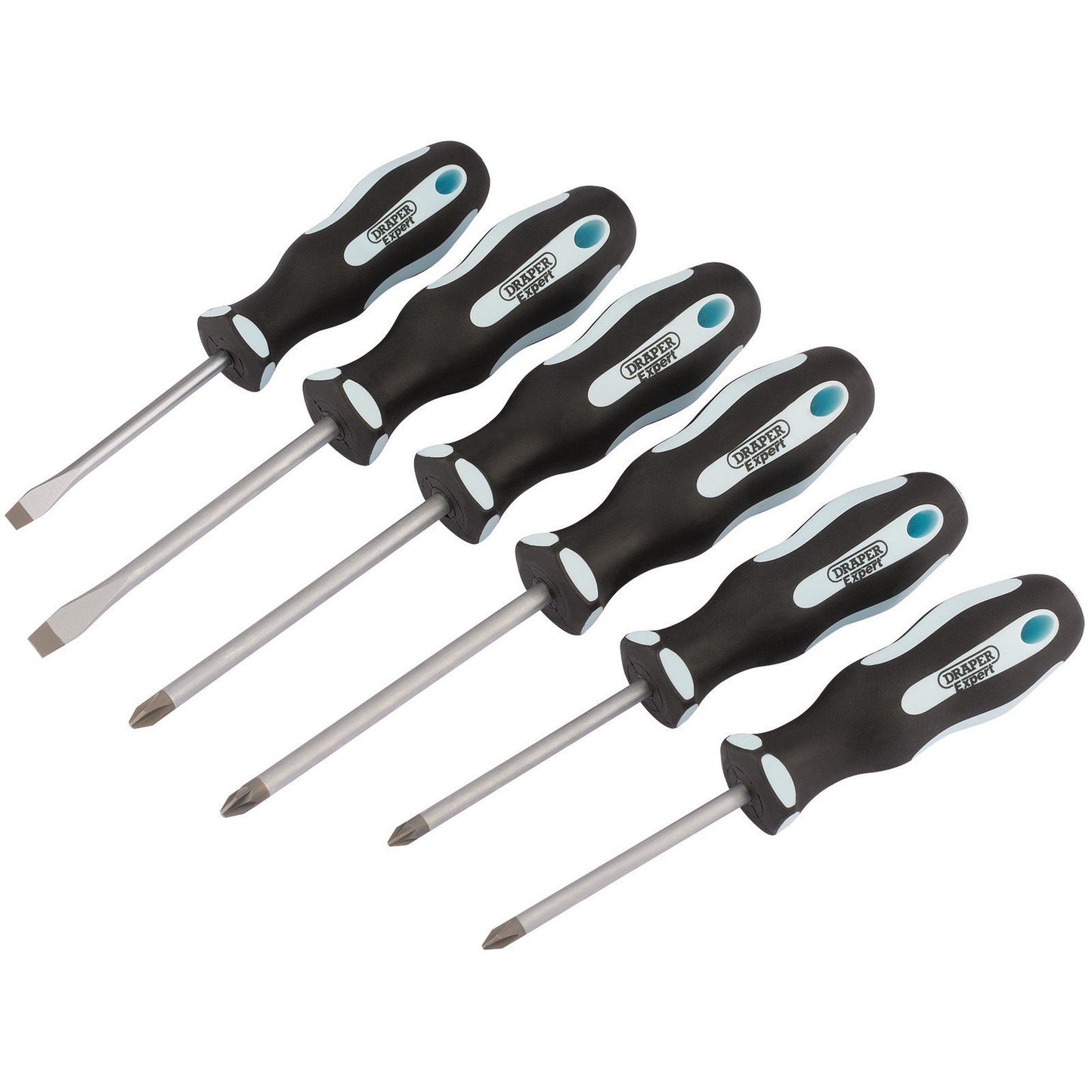 1x 6 Piece Draper Chrome Plated Finish Soft Grip Screwdriver Set - 63588