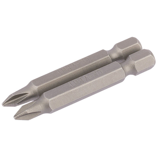 1x Pair Of Draper No. 1 1/4" Hex Cross Slot Insert Bit - 50mm Long - 64232