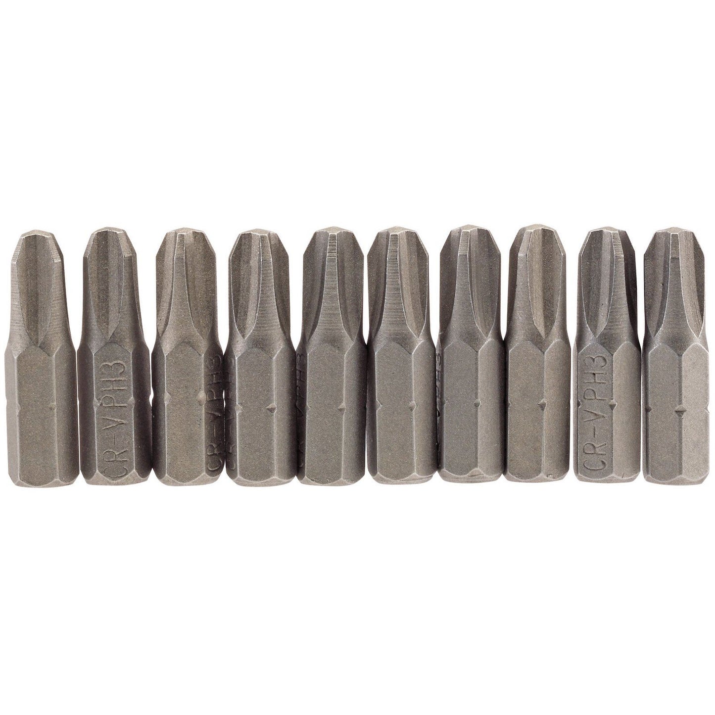 1x Pack Of 10 Draper No. 3 1/4" Hex Cross Slot Insert Bit - 25mm Long - 64087