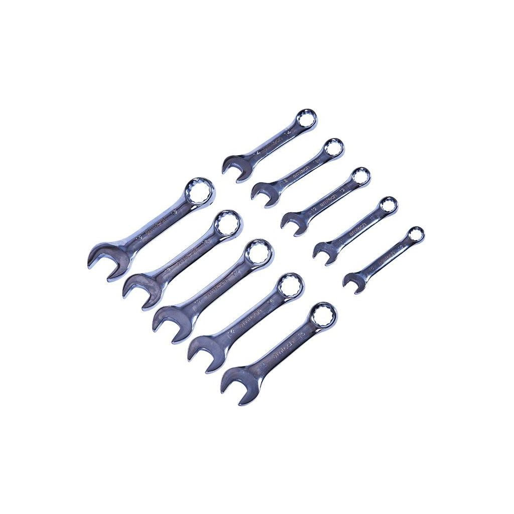 Amtech 10x Stubby Combination Wrench Set 10mm-19mm Short Ring Spanner Open Ended - K2001