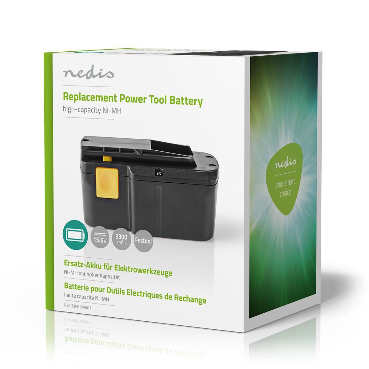 Nedis Power Tool Battery Ni-MH 15.6V 3.3Ah 51.48Wh Replacement for Festool