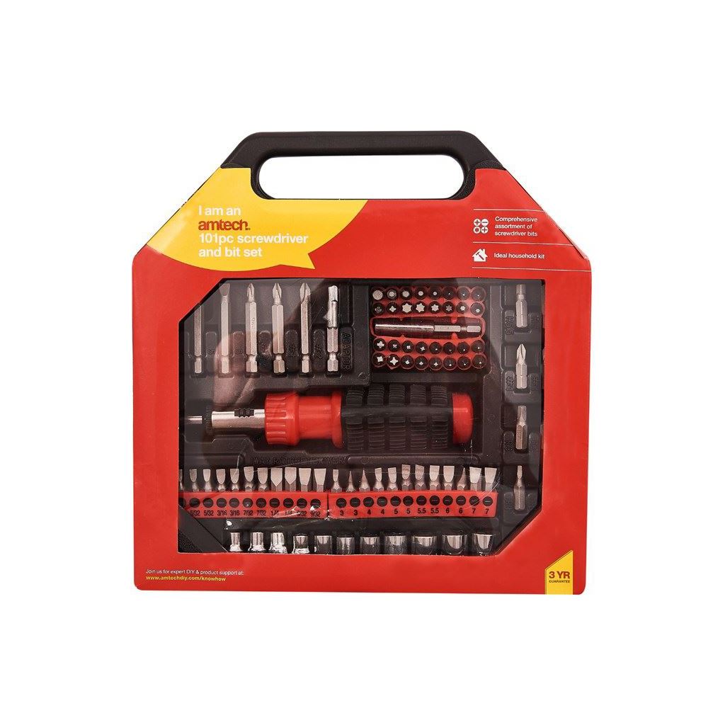 Amtech 101 Piece Screwdriver & Bit Set Assortment Of Screwdriver Bits - L1350