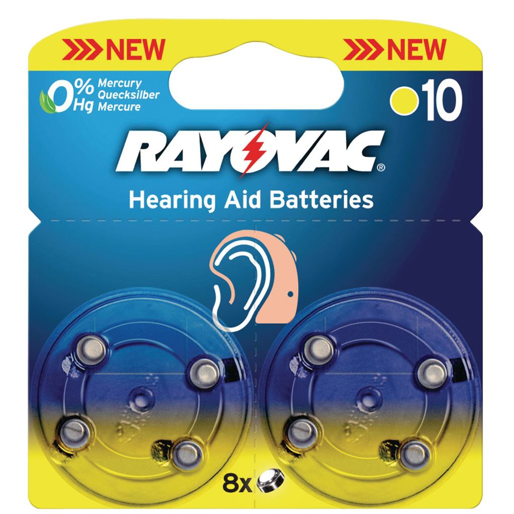 Rayovac Hearing aid batteries 1.4V 90mAh 8 pcs Perfect energy supply for all h - RAY-10B-8P