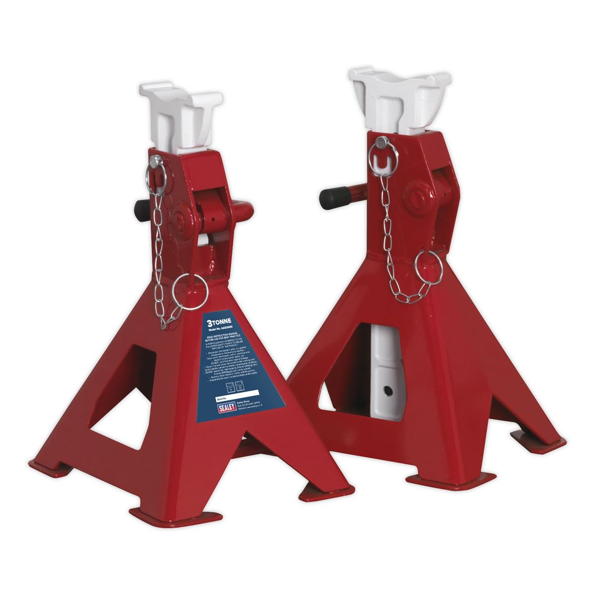 Sealey Axle Stands (Pair) 3t Capacity per Stand Auto Rise Ratchet AAS3000