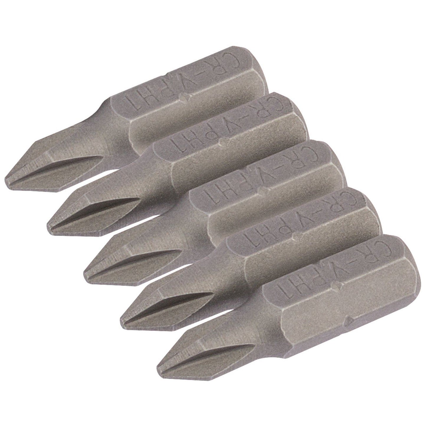 1x Pack Of 5 Draper No. 1 1/4" Hex Cross Slot Insert Bit - 25mm Long - 64017