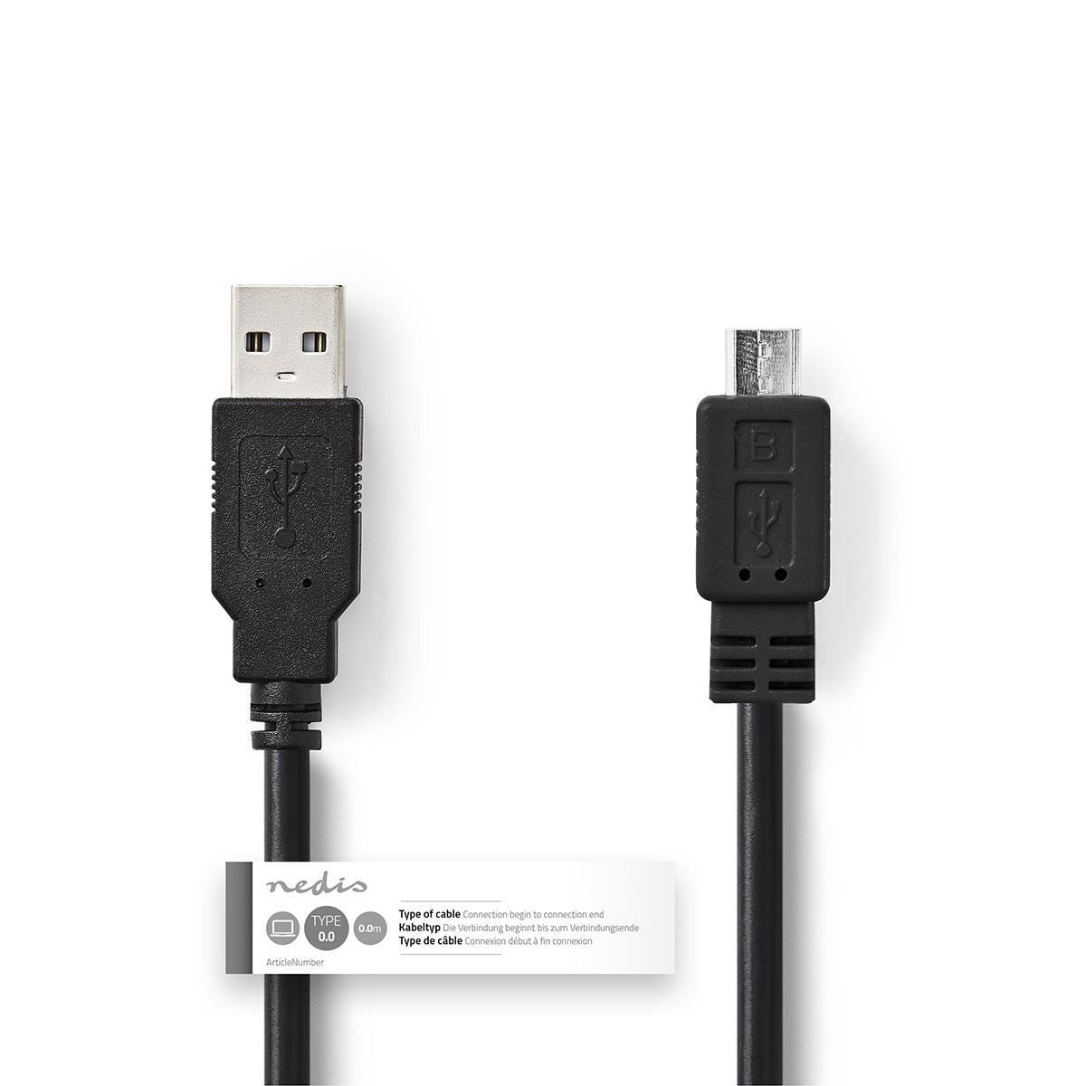 Nedis USB 2.0 CableA Male to Micro B Male 2m Black CCGT60500BK20