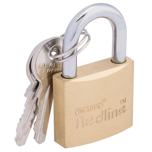 Draper 30mm Brass Cylinder Security Anti Theft Padlock / Keys - 68021