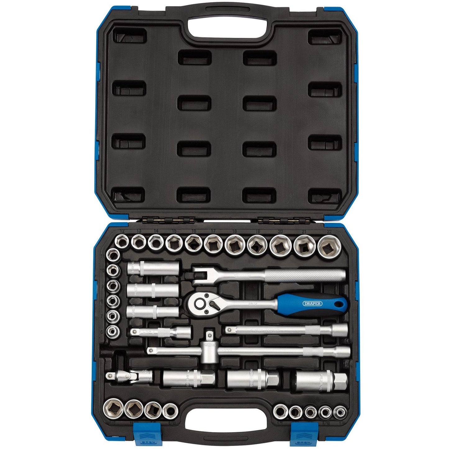 Draper 16361 Square Drive Combinedmm/AF Socket 39 Pieces Set, 3/8" Length