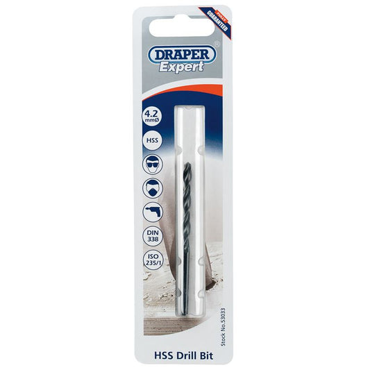 Draper Expert 53033 4.2mm Hss Twist Drill for M5 x 0.8 Taps