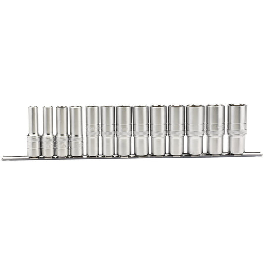 Draper Imperial Deep Socket on a Metal Rail, 1/2" Sq. Dr. (13 Piece) - 16500