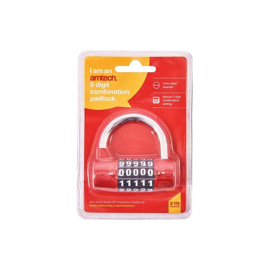 Combination Padlock 5 Digit Suitable For Personal Lockers/Office/Gym/Staff Room - T1144