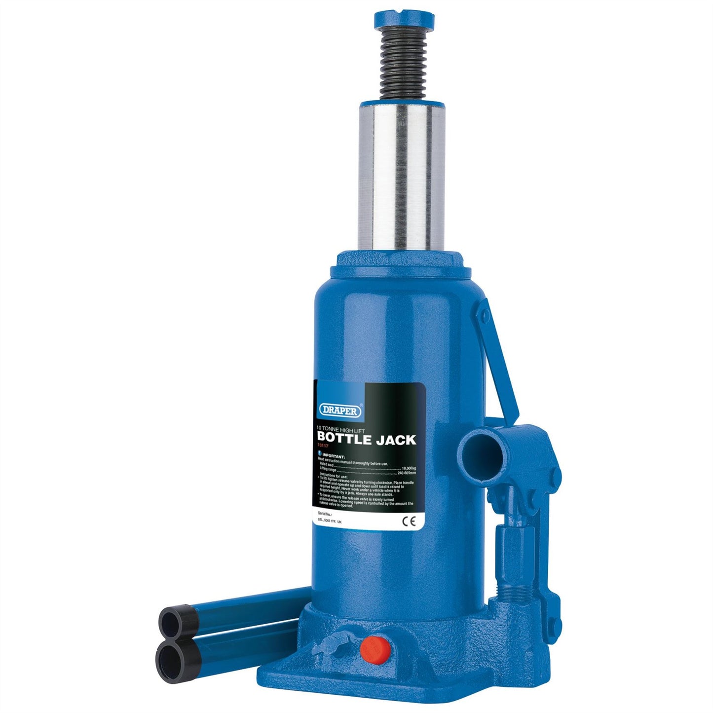 Draper 13117 High Lift Hydraulic Bottle Jack 10 Tonne