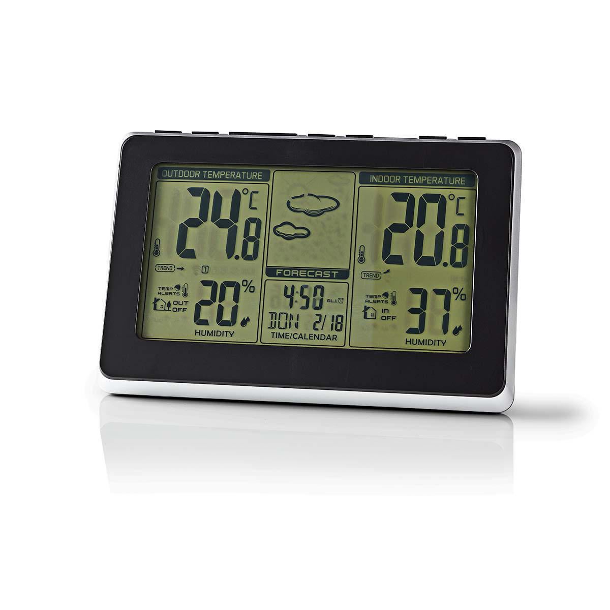 Nedis Weather Station Wireless sensor Alarm clock Weather Forecast - WEST400BK