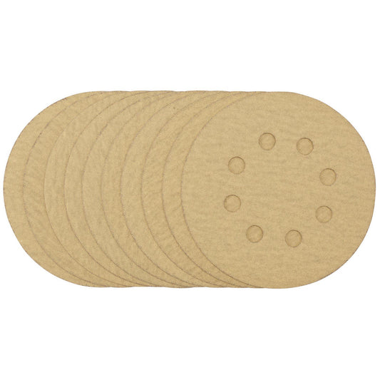 Draper Gold Sanding Discs with Hook & Loop, 125mm, 180 Grit (Pack of 10) - 58113