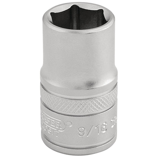 Draper Expert Quality Chrome 1/2" Square Drive 6 Point Imperial Socket - 9/16" - 16627