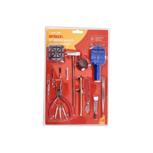 Amtech 21 Piece Watchmakers Watch Repair Tool Kit Including Link Remover & Pins - R0293