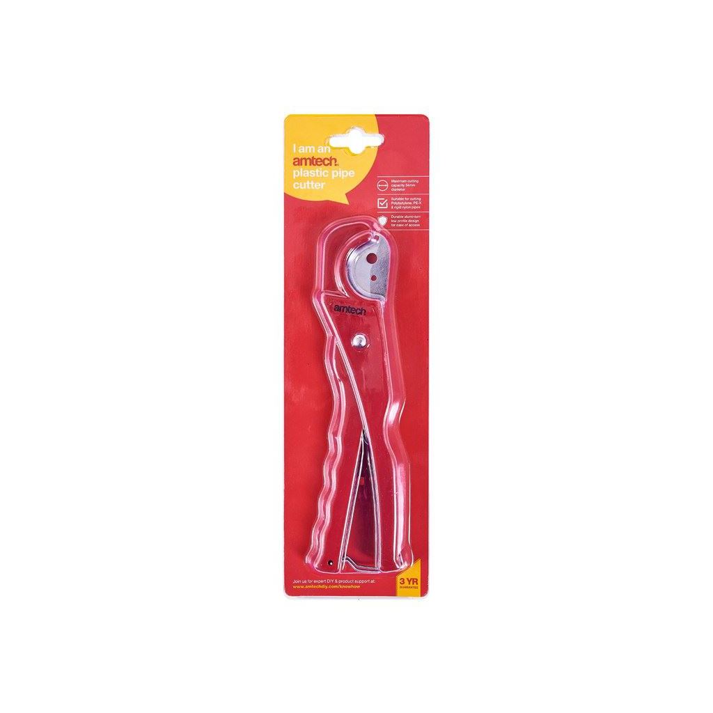 Amtech Plastic Pipe Cutter Plumbing Rigid Piping Plastic Cuts Up To 34mm - C0228