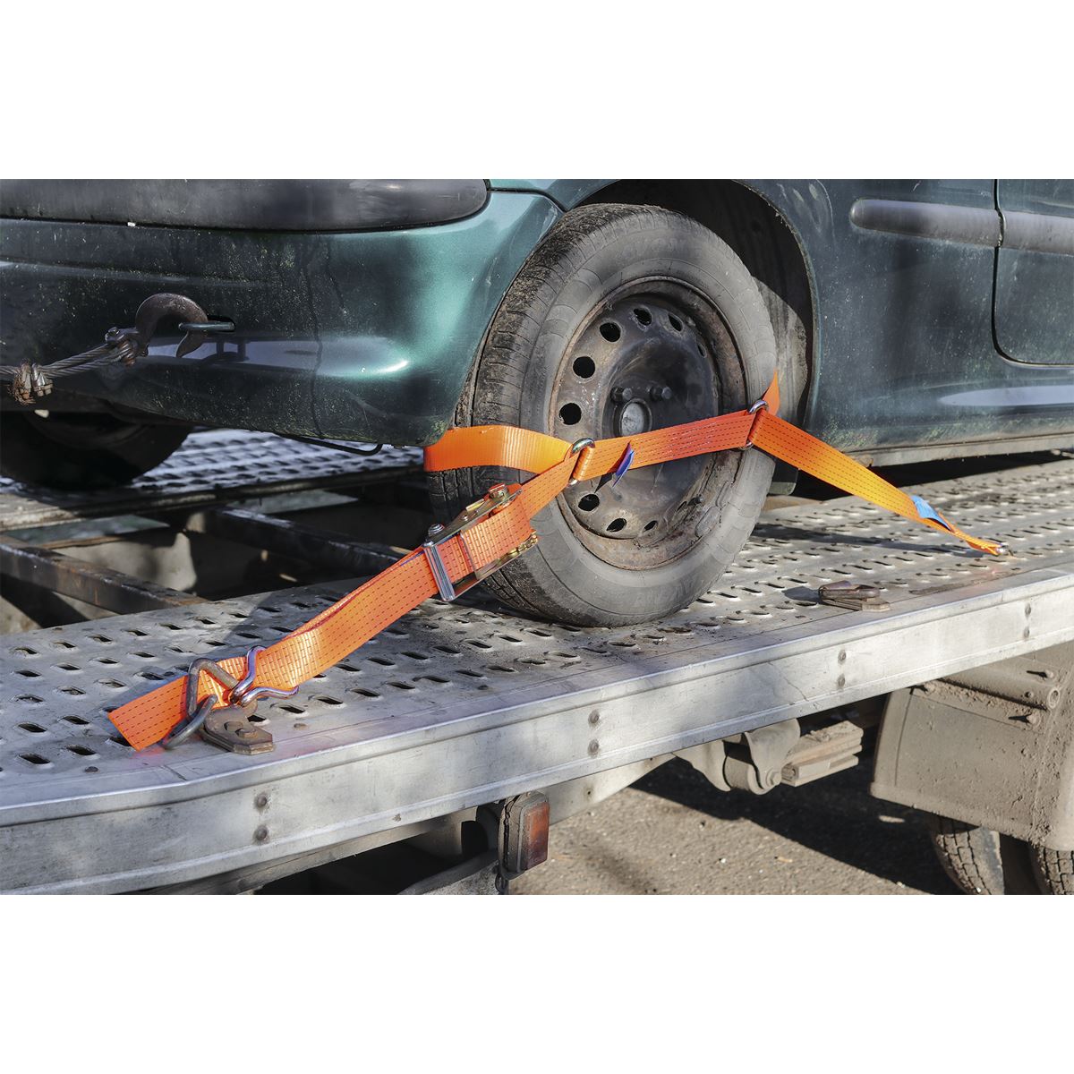 Sealey Car Transporter Ratchet Tie Down 50mmx3m 4500kg Load Test TDRWS