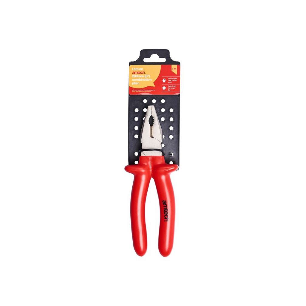 Amtech Combination Pliers+Heavy Duty Insulated Handle 8" 200mm - B0225