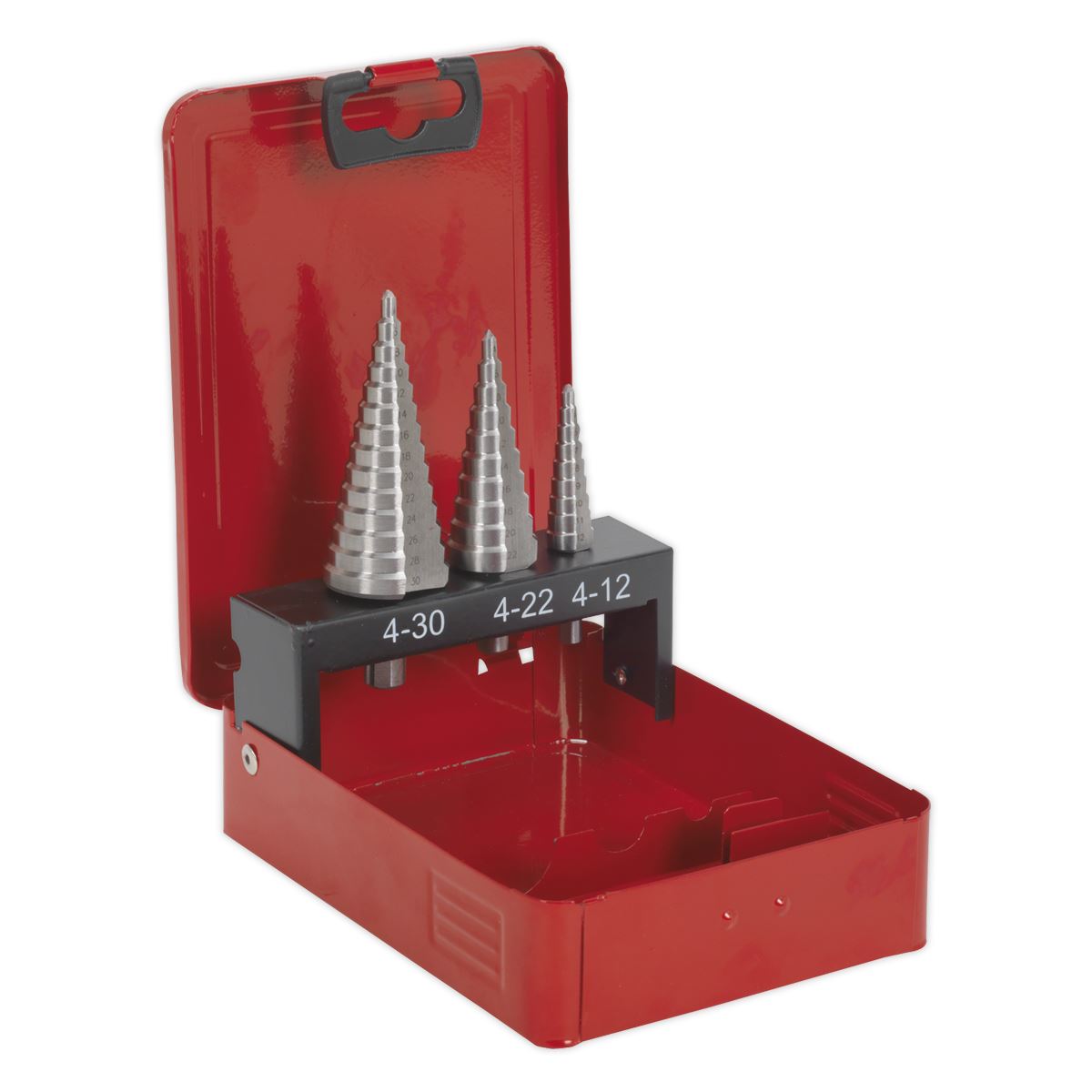 Sealey HSS M2 Step Drill Bit Set 3pc Double Flute AK4733