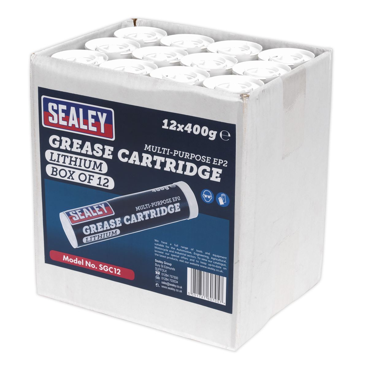 Sealey Grease Cartridge EP2 Lithium 400g Pack of 12 SGC12