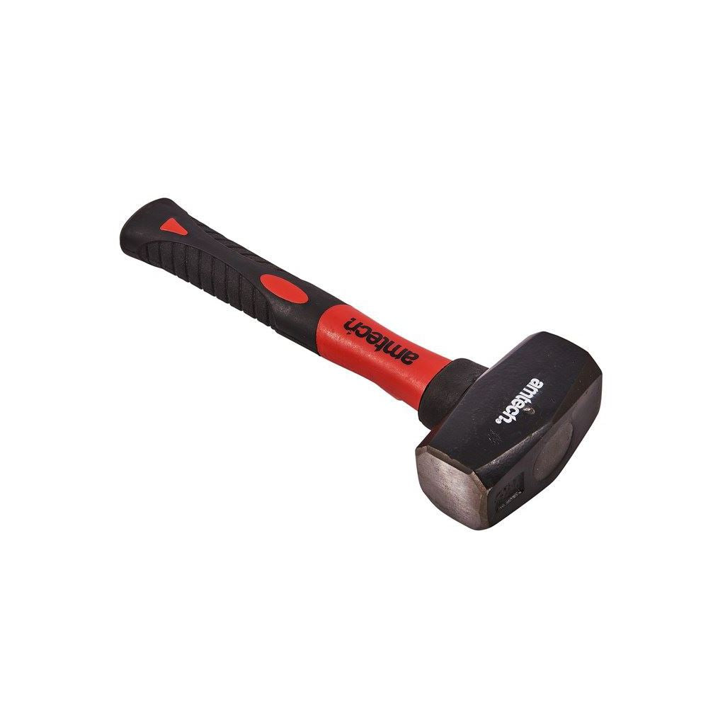 1Kg Fibreglass Club Lump Hammer Steel Head Fibre Glass Shaft Rubber Grip Handle - A0450