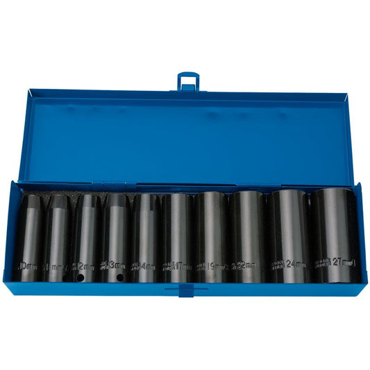 Draper 10 piece HI-TORQ 6 Point 1/2" drive Deep Metric Impact Socket Set. 38369