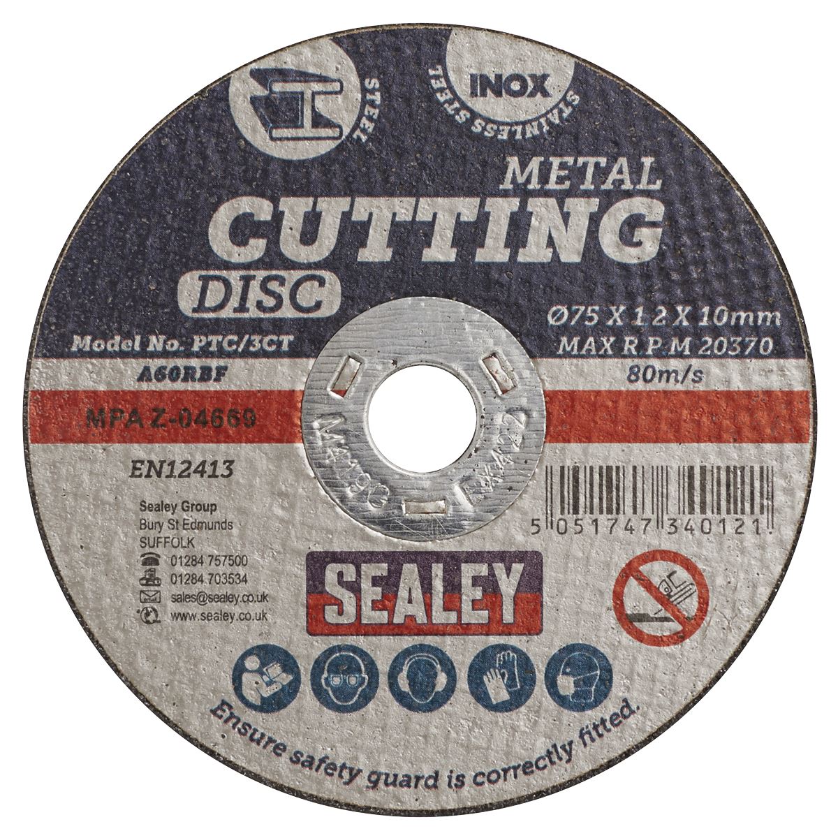 Sealey Cutting Disc 75 x 1.2mm 10mm Bore PTC/3CT