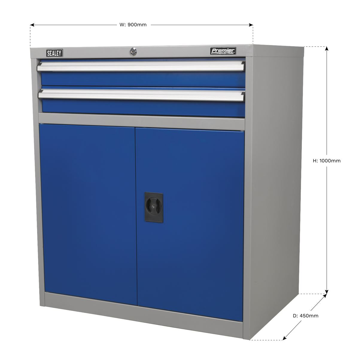 Sealey Industrial Cabinet 2 Drawer & 1 Shelf Double Locker API8810
