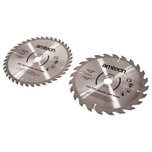 Amtech 2 Piece 185mm Circular Saw Blade Set (24T/40T)