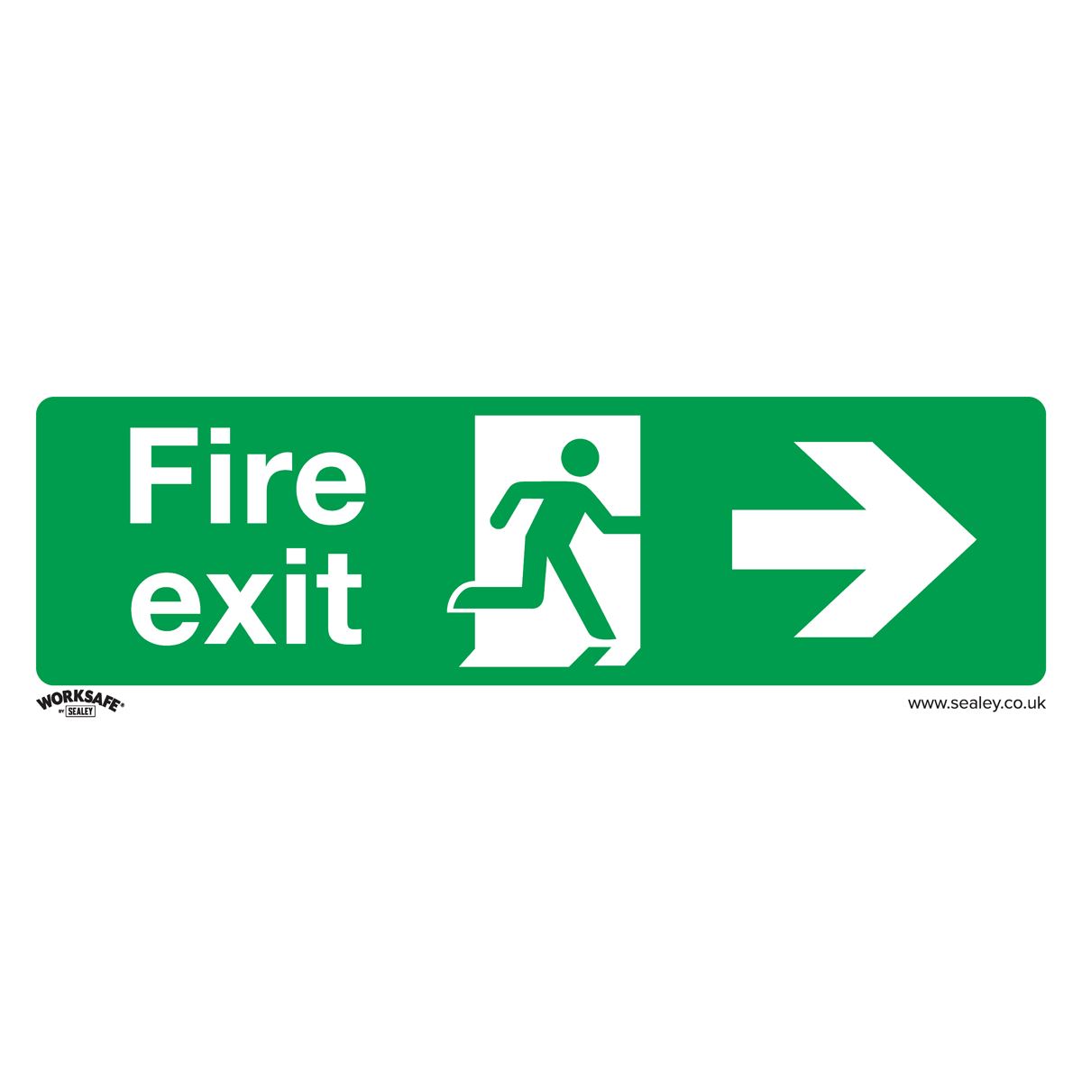 Sealey Safety Sign - Fire Exit (Right) - Self-Adh. Vinyl - Pk of 10 SS24V10